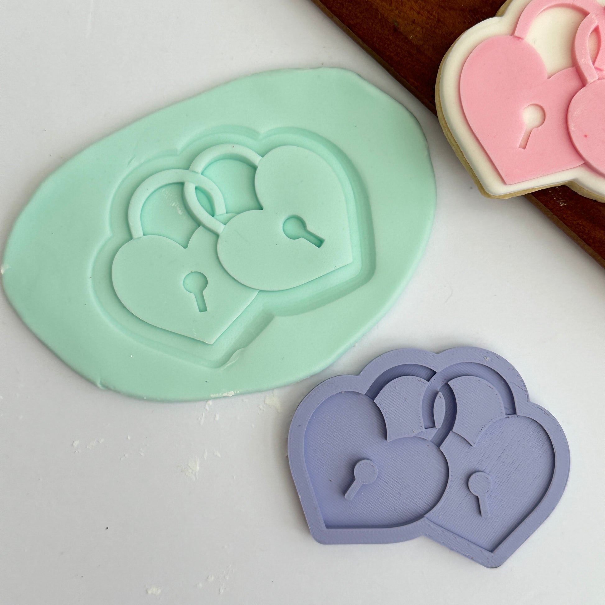 Heart Locks  - PLA embosser and matching cutter image 1