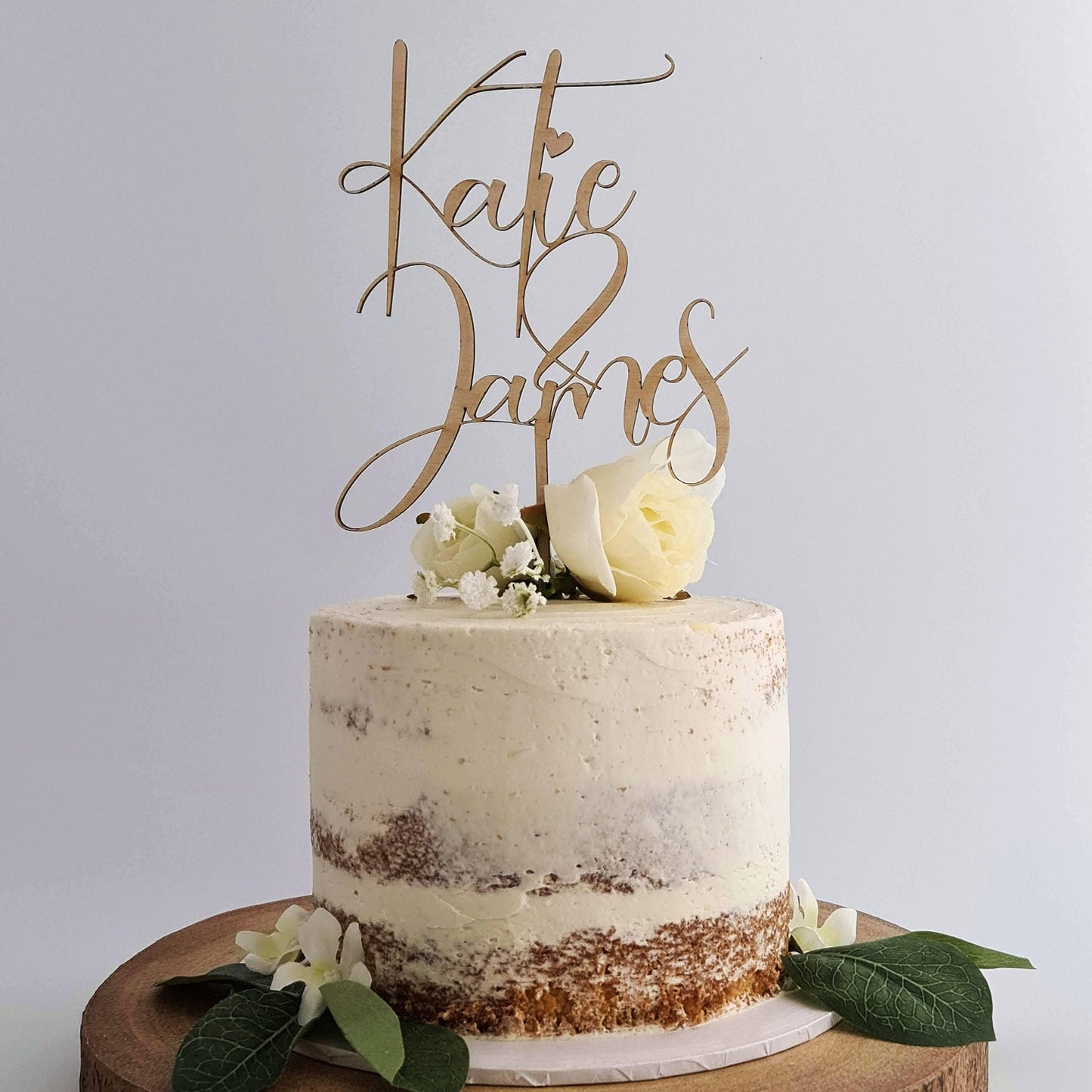 Rustic wooden Custom Wedding cake topper
