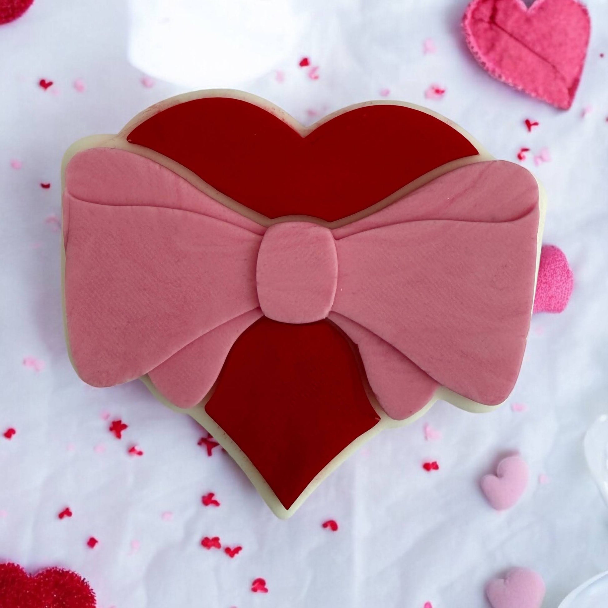 Heart with a bow - PLA embosser and matching cutter image 1