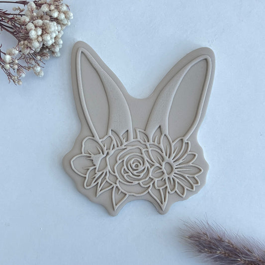 Floral Easter Bunny Ears 2 -  Deboss and Cutter image 0