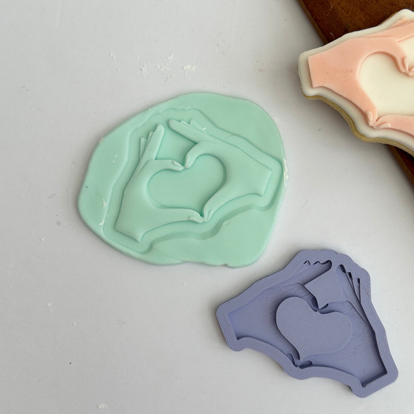 Heart hands - PLA embosser and matching cutter image 1