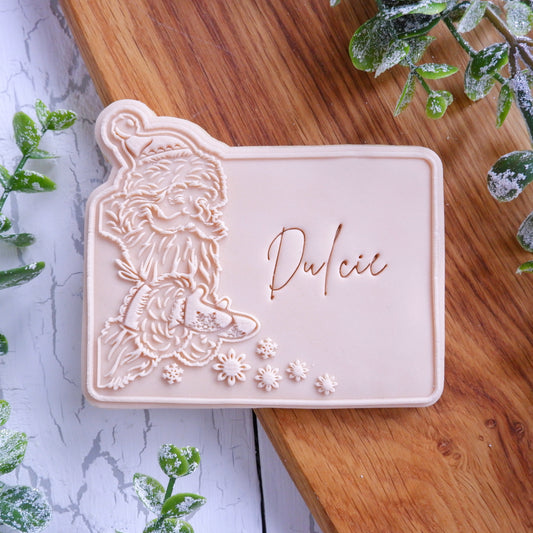 Christmas -Santa with message board Deboss and Matching Cutter image 0