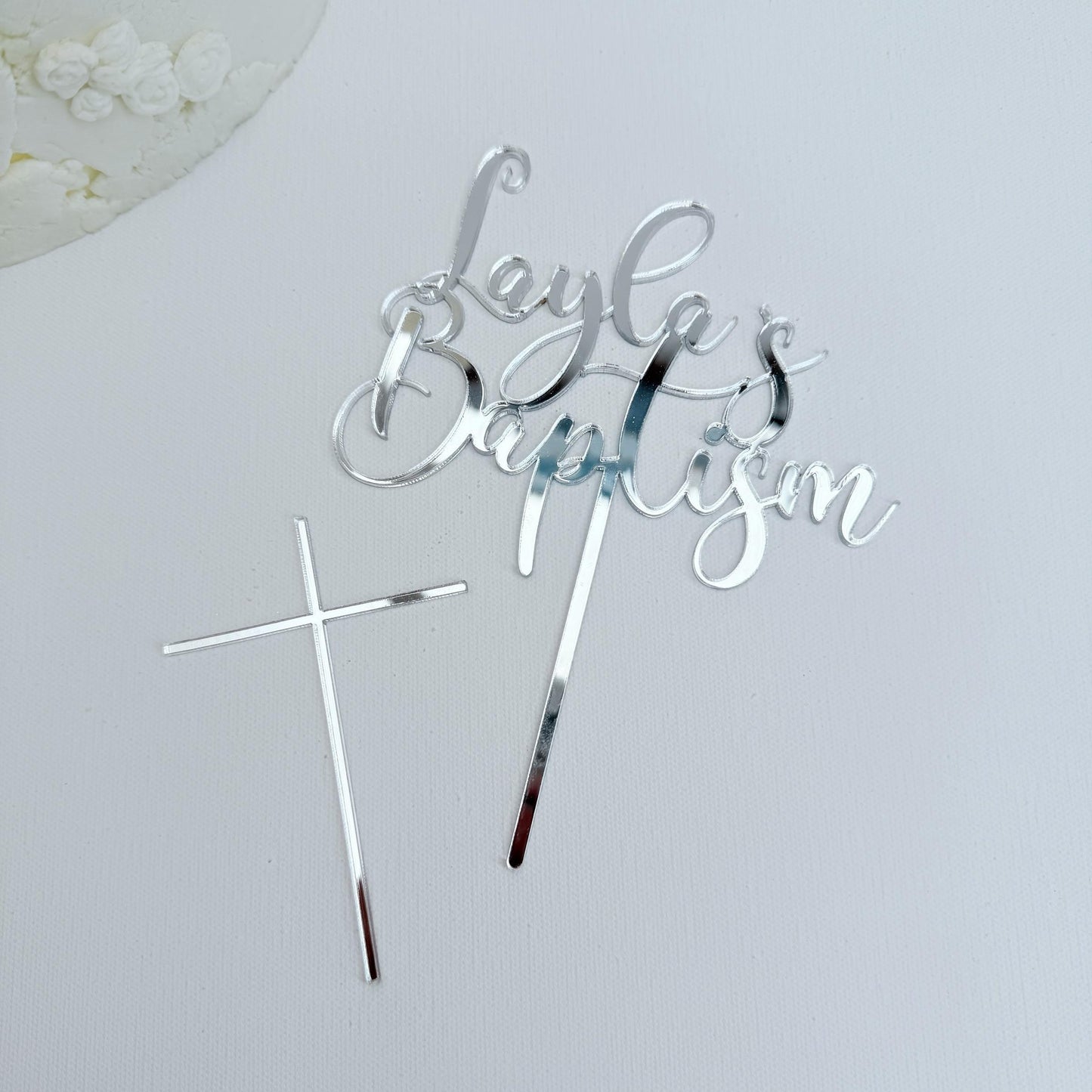 Baptism acrylic Cake Topper Personalised Christening