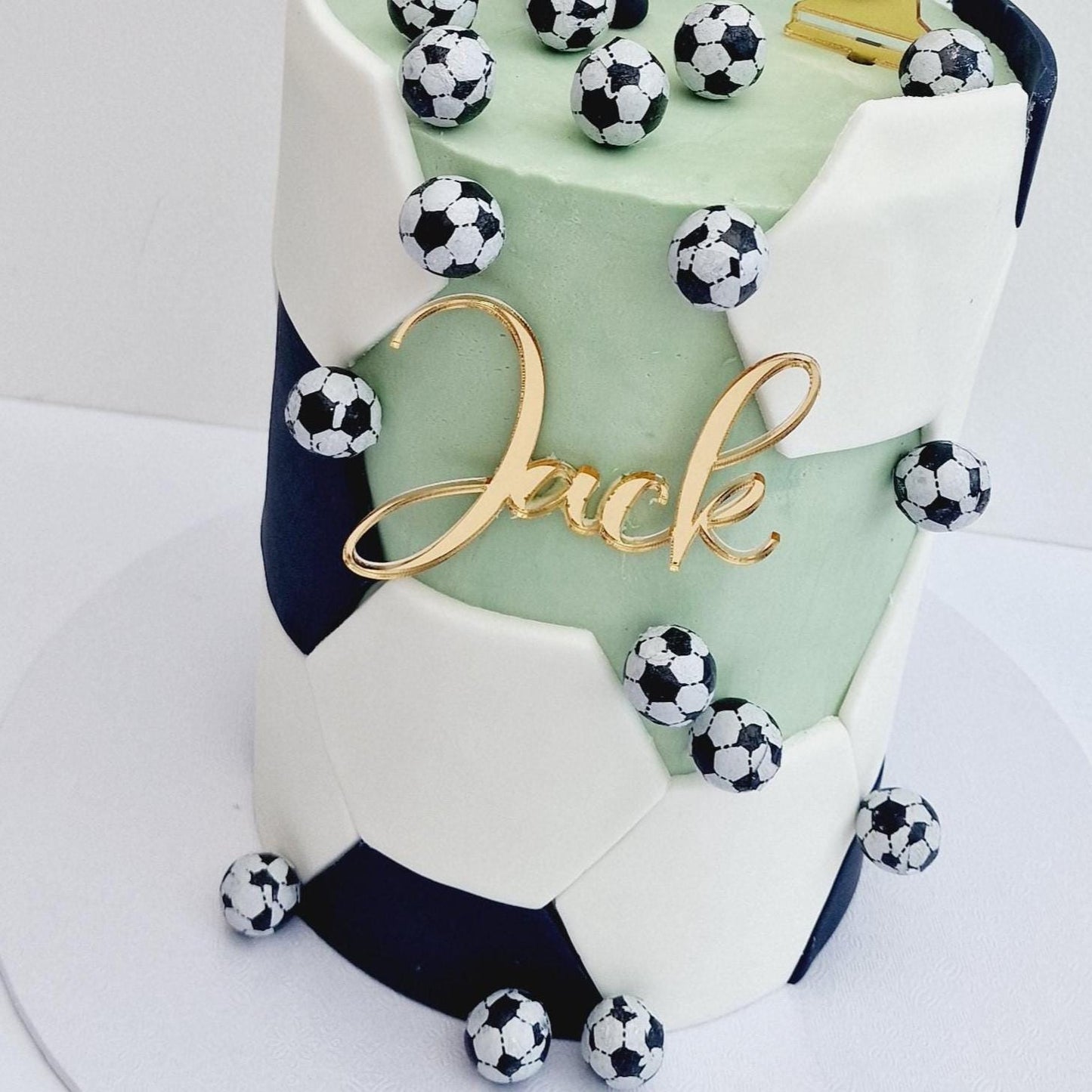 Acrylic name charm, gold mirror cake charm, acrylic cake decorations