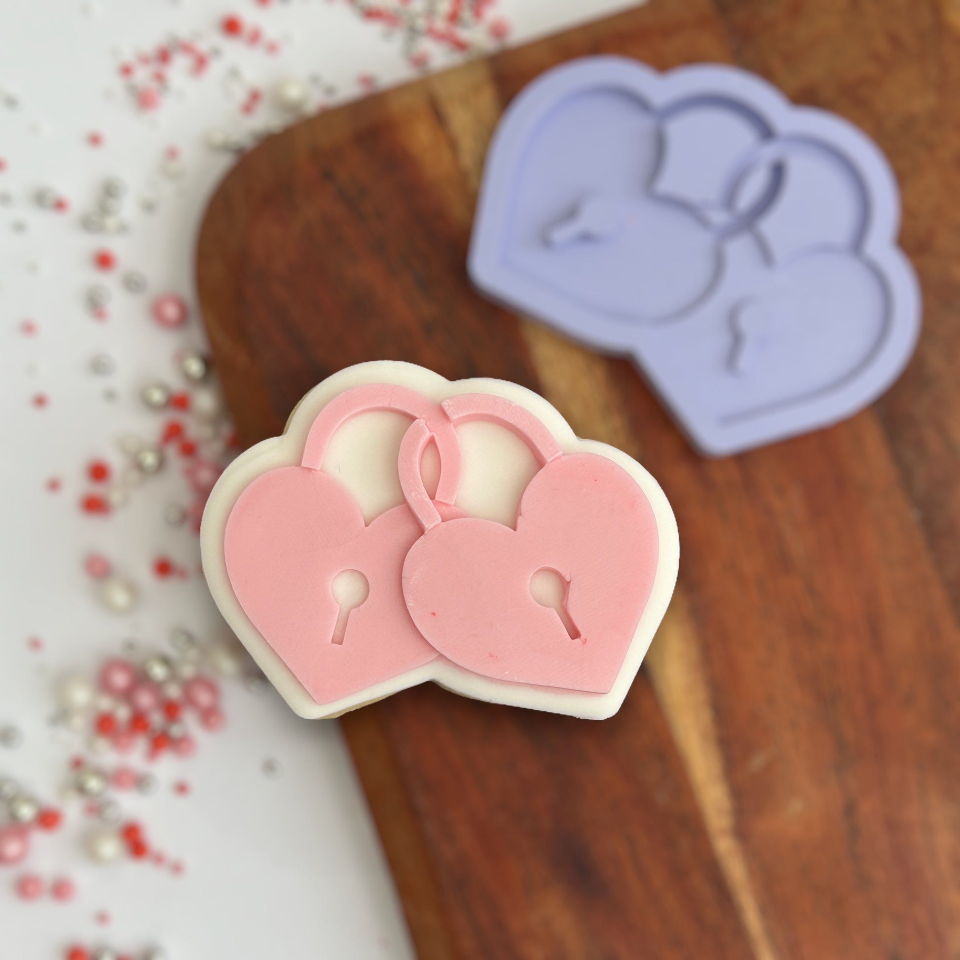 Heart Locks  - PLA embosser and matching cutter image 3