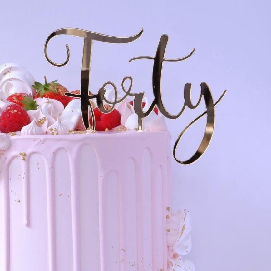 Forty cake topper, 40th birthday cake topper, 40 cake decoration, fortieth birthday