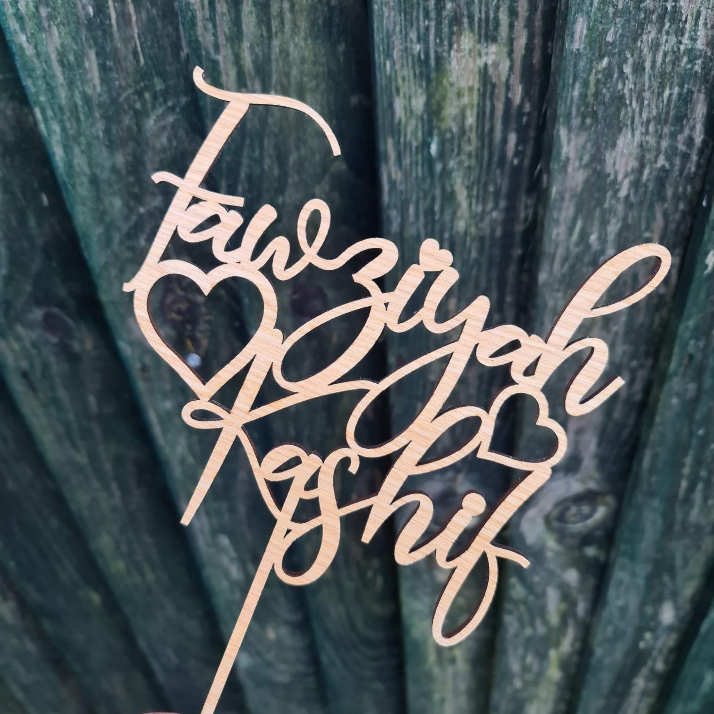 Rustic wooden Custom Wedding cake topper