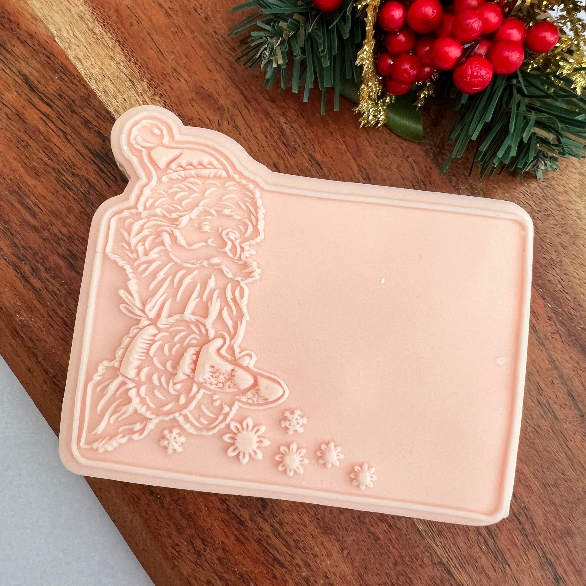 Christmas -Santa with message board Deboss and Matching Cutter image 1
