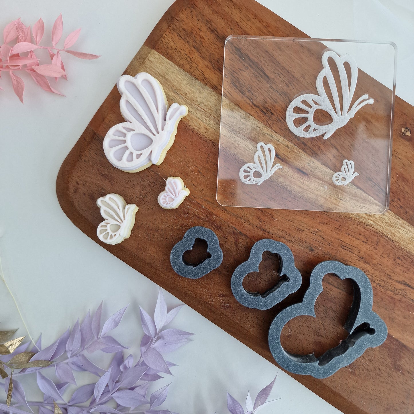 Butterfly set of 3 -  Deboss and Cutter image 0