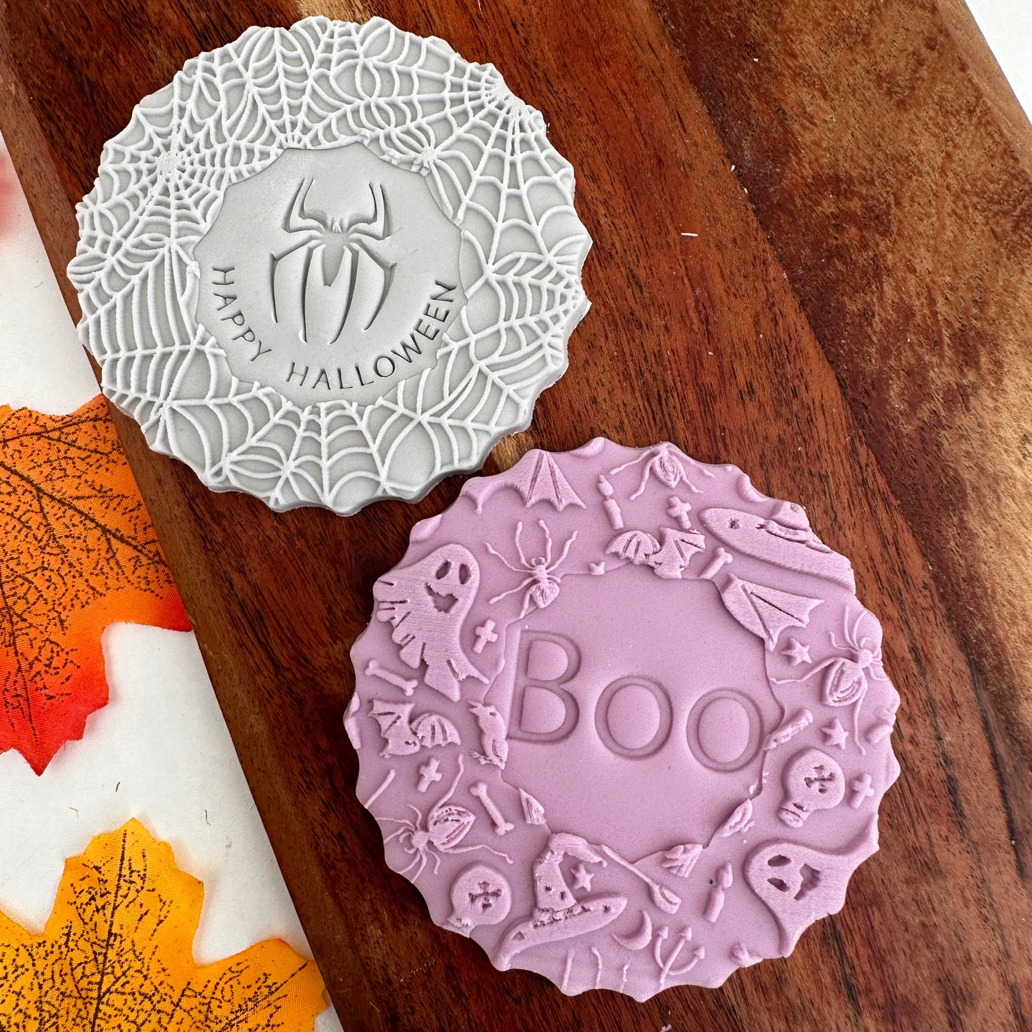 Web pattern with Spider and Happy Halloween stamp image 1