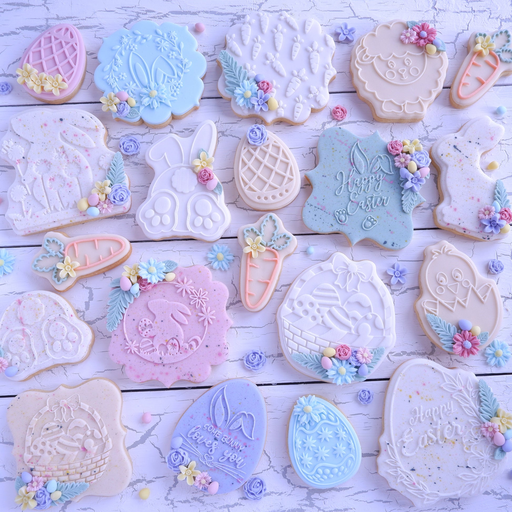 Easter Bunny and Flowers-  Deboss & Cutter image 2