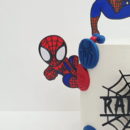 Web Hero Cake Topper • Red Blue Hero Birthday Décor • Masked Hero Party Topper