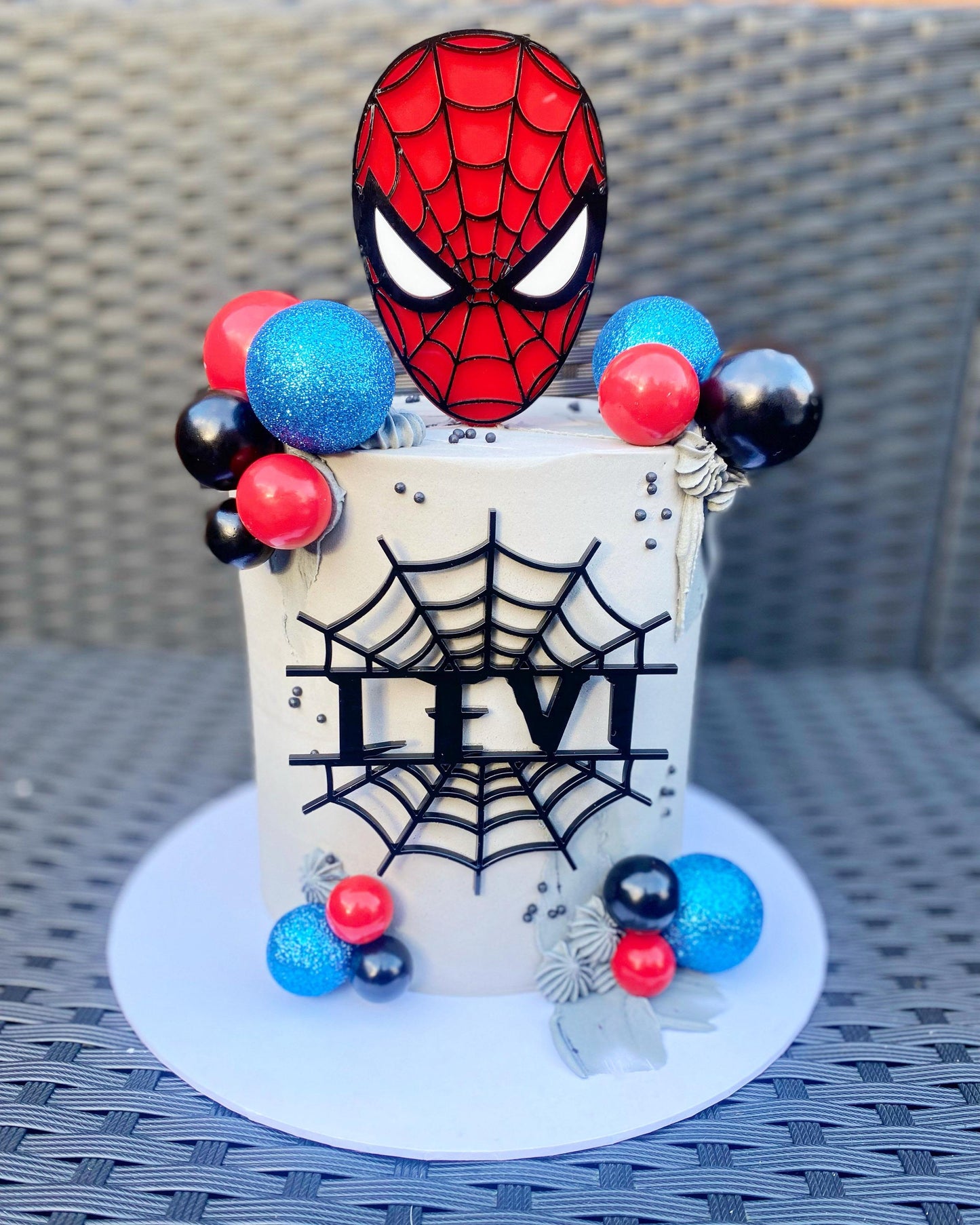 Personalised Spider man Birthday cake topper set, cake charm, name charm, age topper, acrylic cake topper