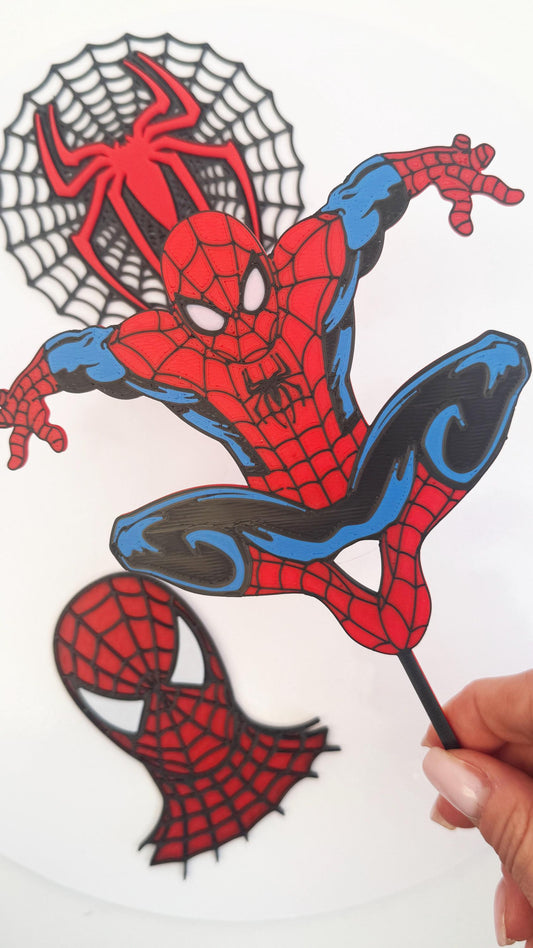 Spider man Birthday cake topper set, cake charm, 3d printed cake topper