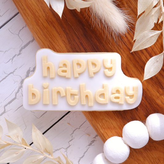 Happy Birthday - Deboss stamp with matching cutters image 0