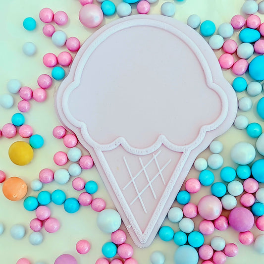 Ice Cream Cone - Clear -  Deboss & Cutter Combo image 0
