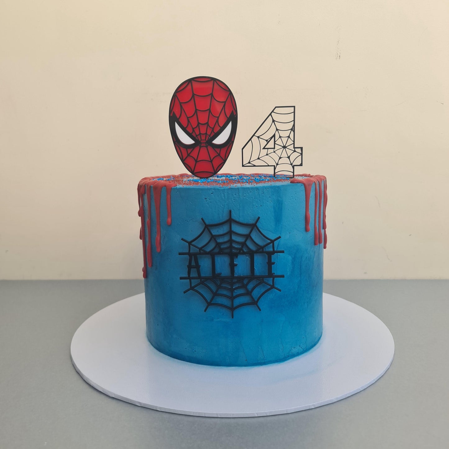 Personalised Spider man Birthday cake topper set, cake charm, name charm, age topper, acrylic cake topper