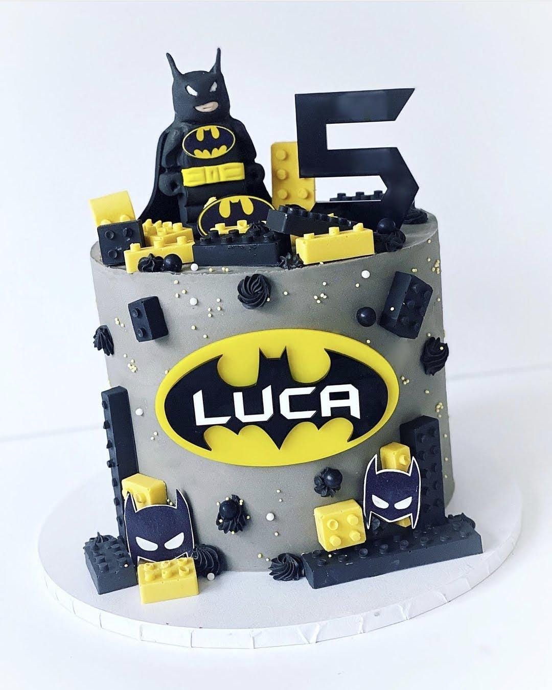 Personalised Batman Birthday cake topper set, cake charm, name charm, age topper