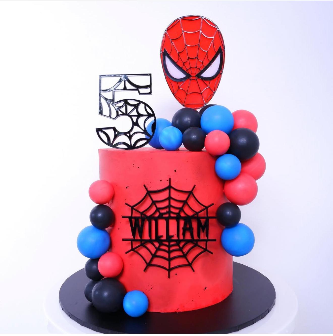 Personalised Spider man Birthday cake topper set, cake charm, name charm, age topper, acrylic cake topper