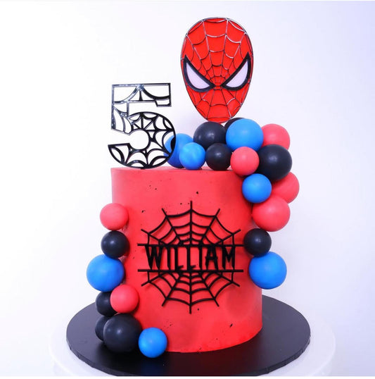 Personalised Spider man Birthday cake topper set, cake charm, name charm, age topper, acrylic cake topper