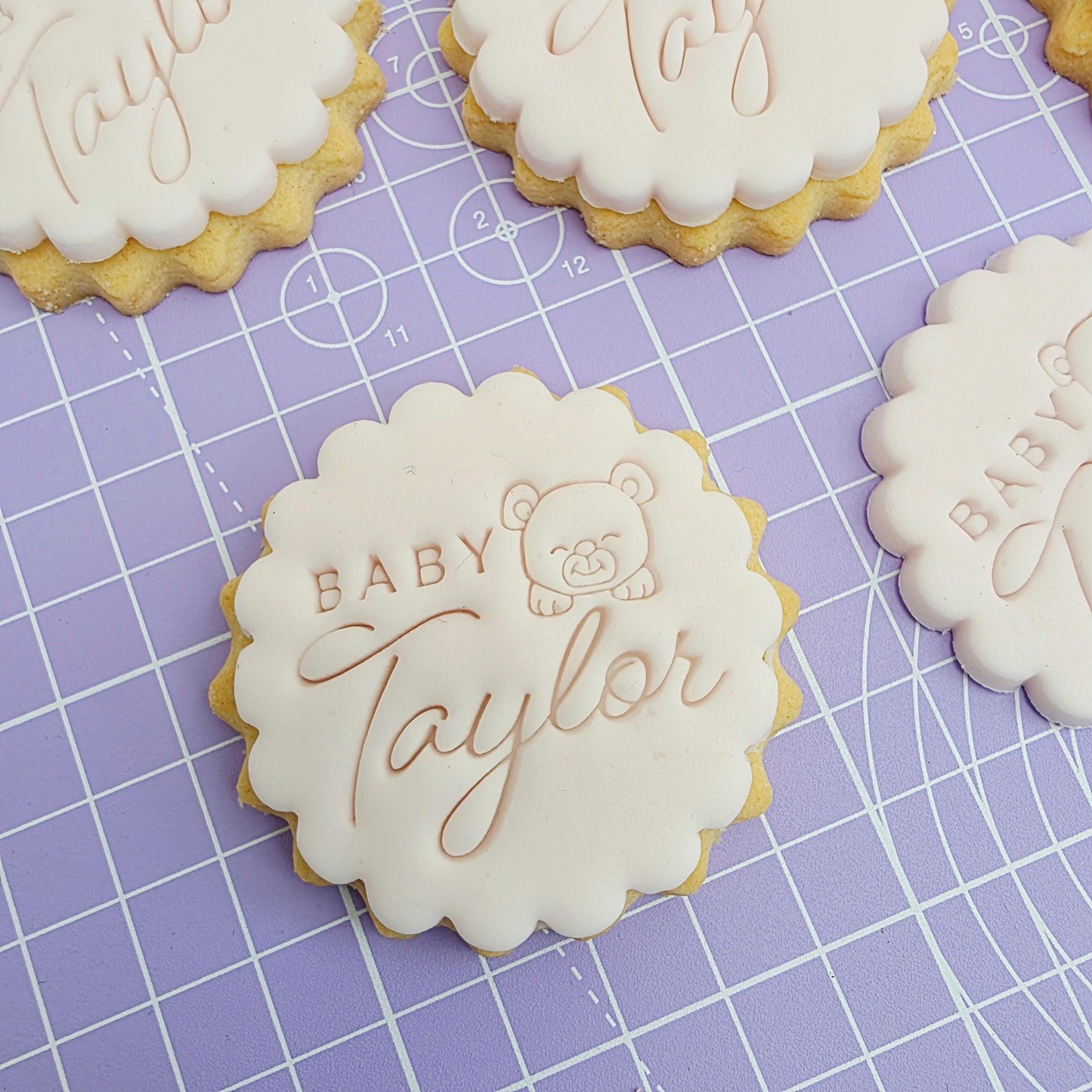 Custom Baby Name Cookie Stamp Set: Bear Design