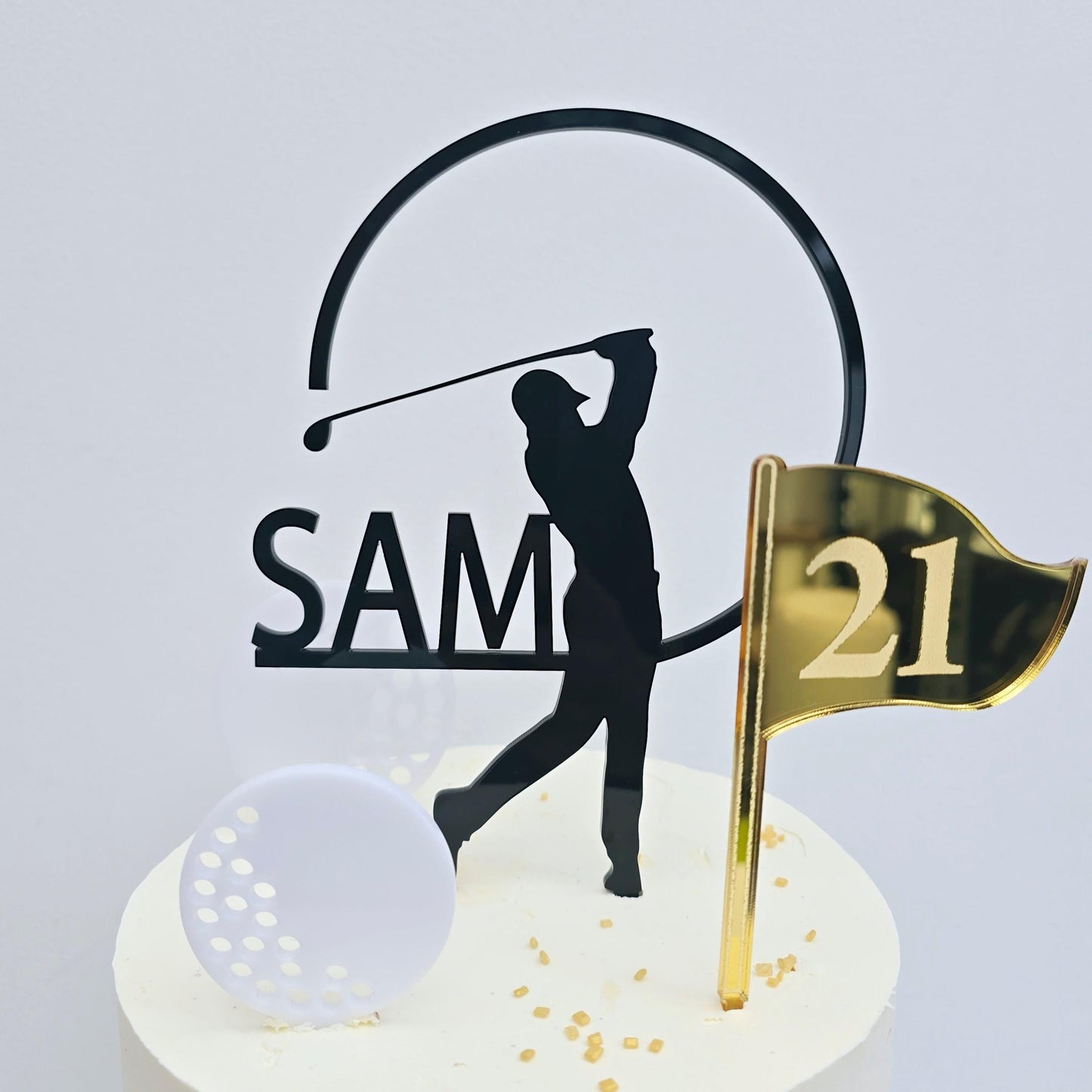 Personalised Golf Birthday Cake Topper with Age and Name acrylic Golf Party cake Décor