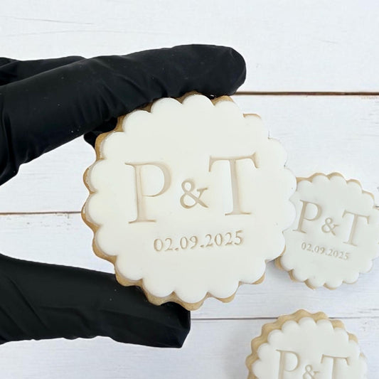 Custom Wedding Initials Fondant Cookie Stamp and Cutter