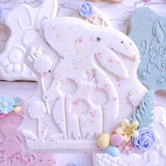 Easter Bunny and Flowers-  Deboss & Cutter image 0