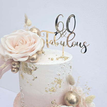 Personalised Age & fabulous cake topper, custom age acrylic cake topper