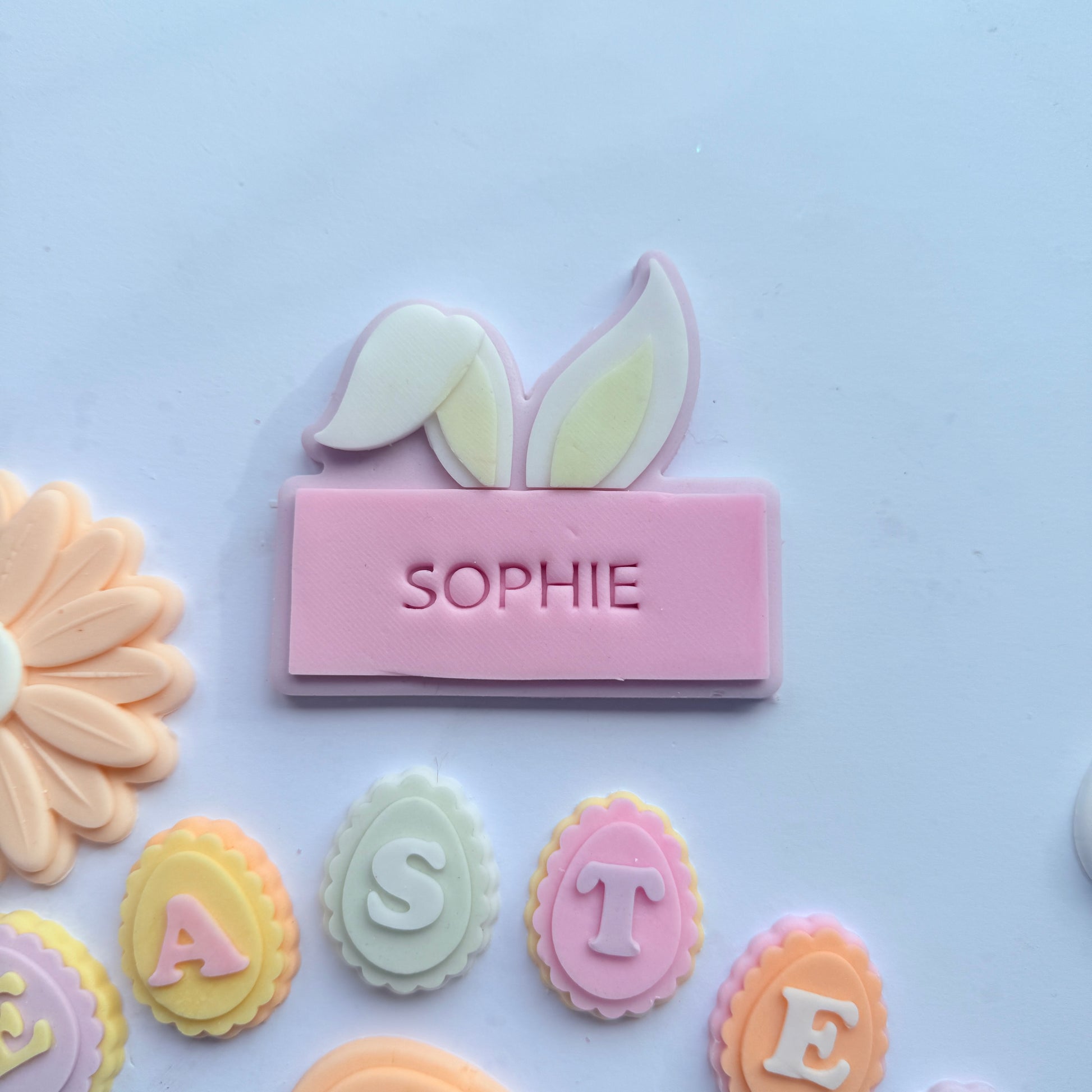 Bunny ears with message board - PLA embosser and matching cutter image 1