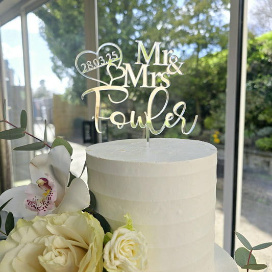 Cake topper for Wedding, Personalized cake topper, Rustic wedding cake topper, Custom Mr Mrs cake topper, Anniversary Cake toppers