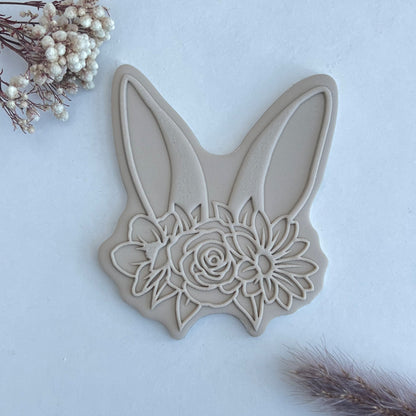 Floral Easter Bunny Ears 2 -  Deboss and Cutter image 0