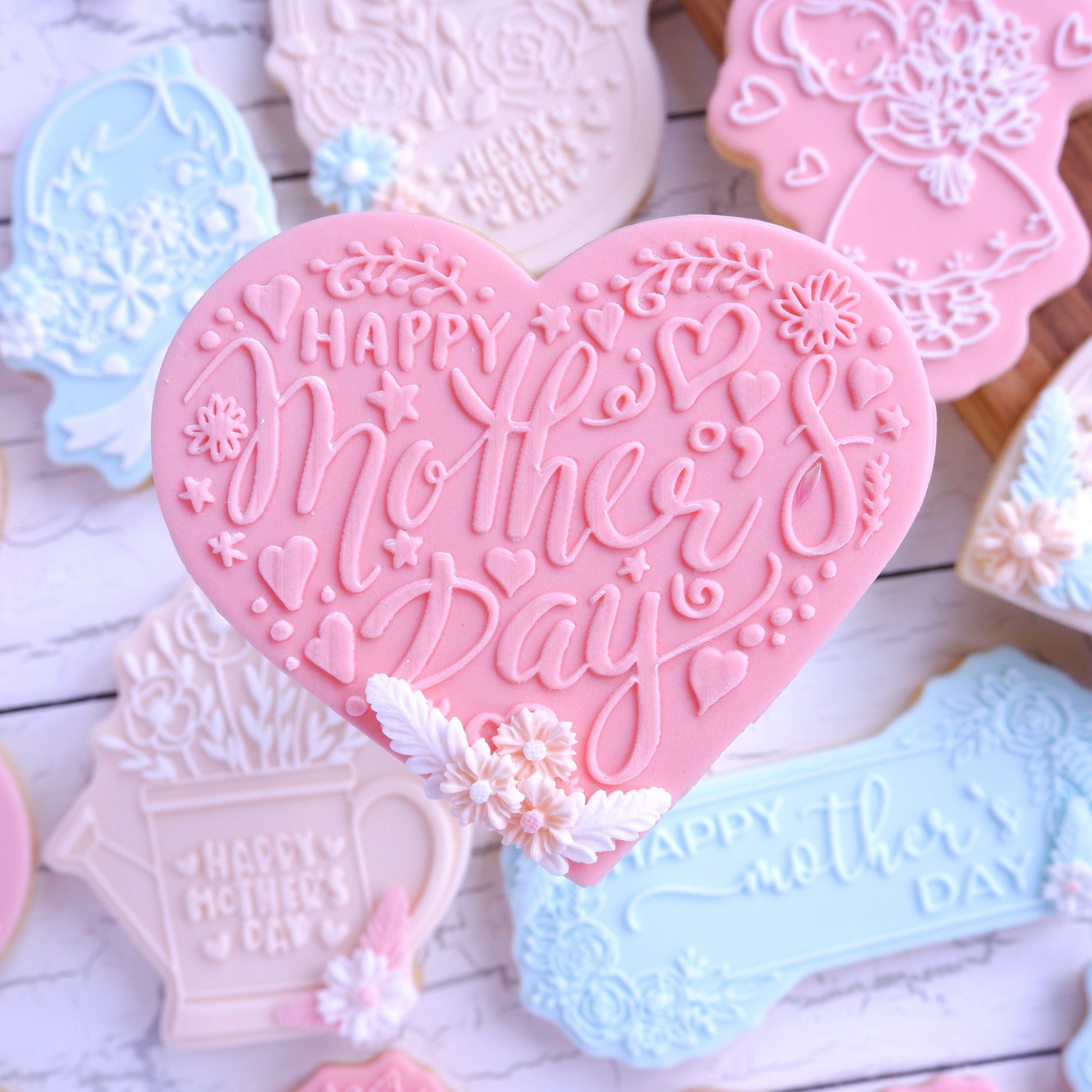 Mother`s Day - Happy Mother`s day heart  - Deboss Stamp and Matching Cut image 0