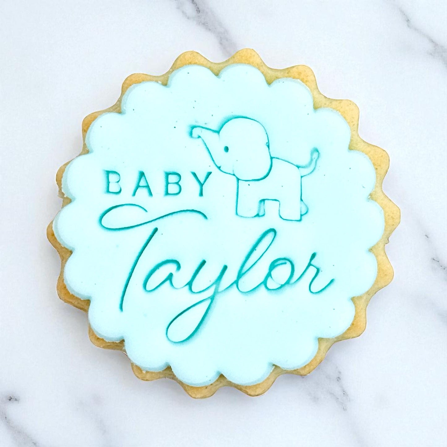 Custom Baby Name Cookie Stamp Set: Elephant Design