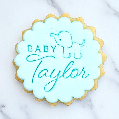 Custom Baby Name Cookie Stamp Set: Elephant Design
