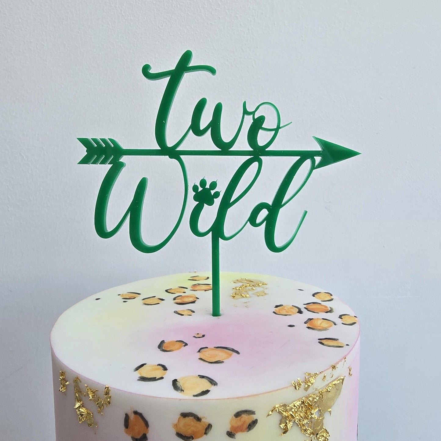 Two Wild cake topper and first name charm, acrylic cake topper