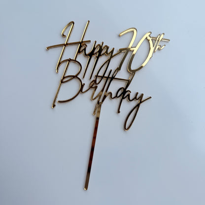 Acrylic Happy 70th birthday cake topper and name cake charm, rose gold cake topper, 70th birthday cake decorations, acrylic cake toppers
