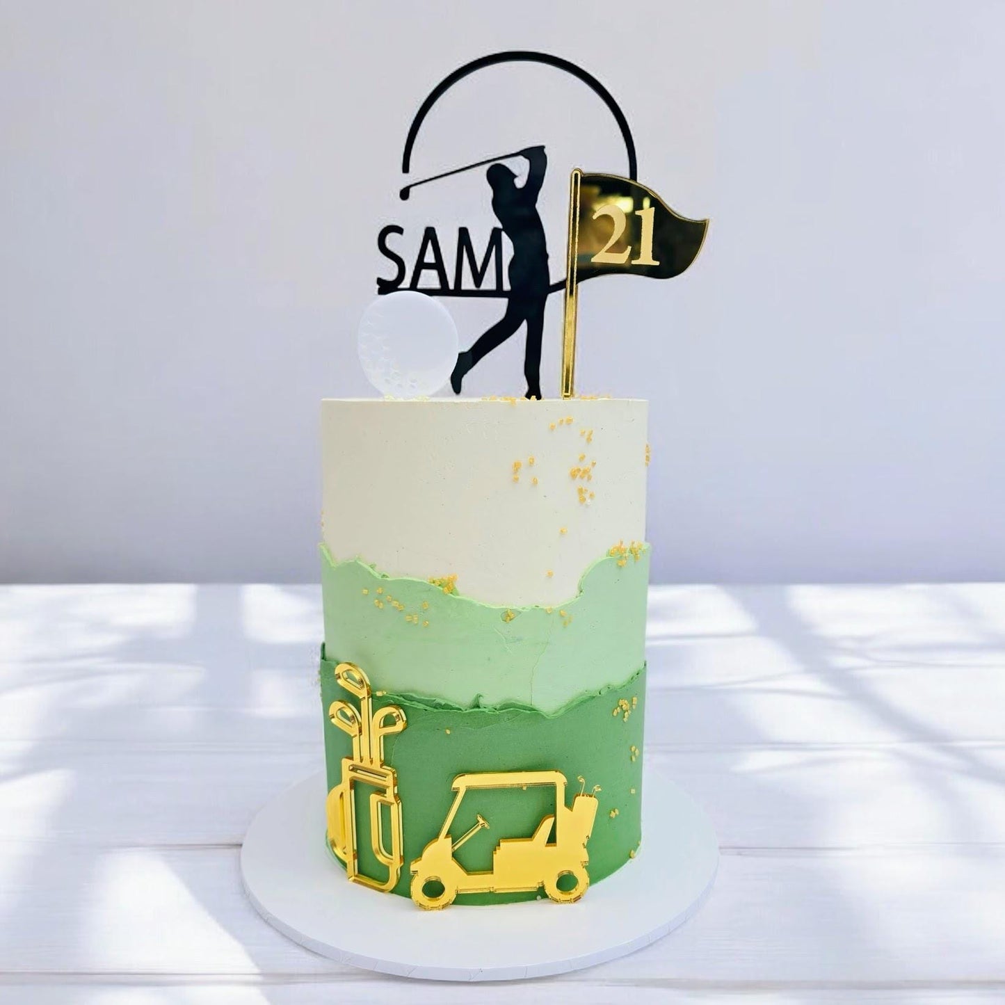 Personalised Golf Birthday Cake Topper with Age and Name acrylic Golf Party cake Décor