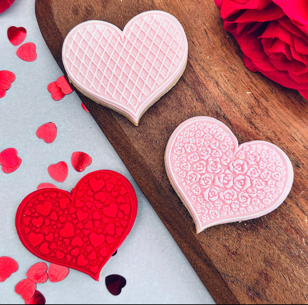 Set of 3 Hearts - Stamp and Matching cutters image 0