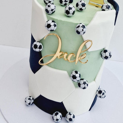 Acrylic name charm, gold mirror cake charm, acrylic cake decorations