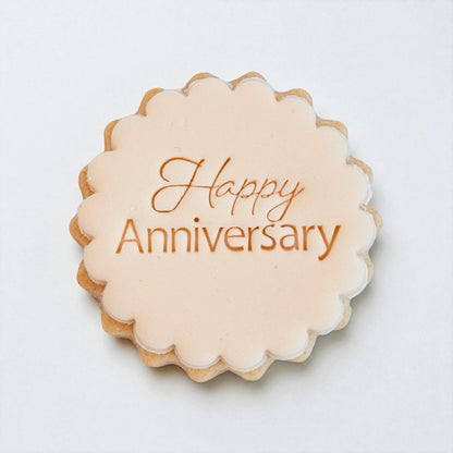 Happy Anniversary Custom Fondant Cookie Stamp and Cutter Set