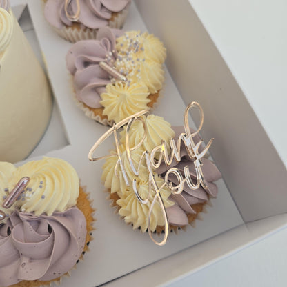 Thank you cake charm, acrylic cake topper, thank you cupcake charm