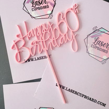 Happy Birthday Cake Topper, Acrylic cake topper and name cake charm