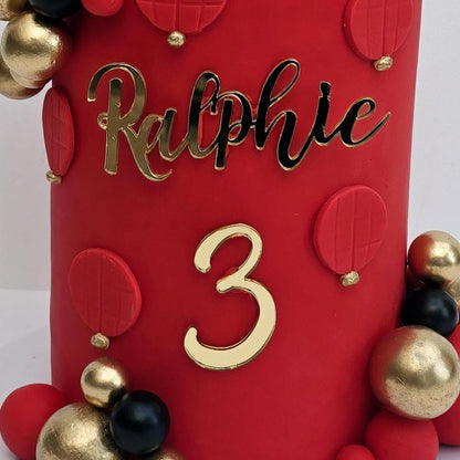 Personalised Name and Age acrylic cake charms, acrylic cake topper, cake charm