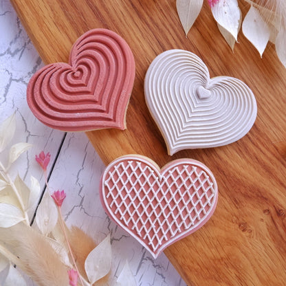 Set of 3 Hearts - Stamp and Matching cutters image 0