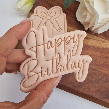 Happy Birthday- Embosser stamp with matching cutters image 0