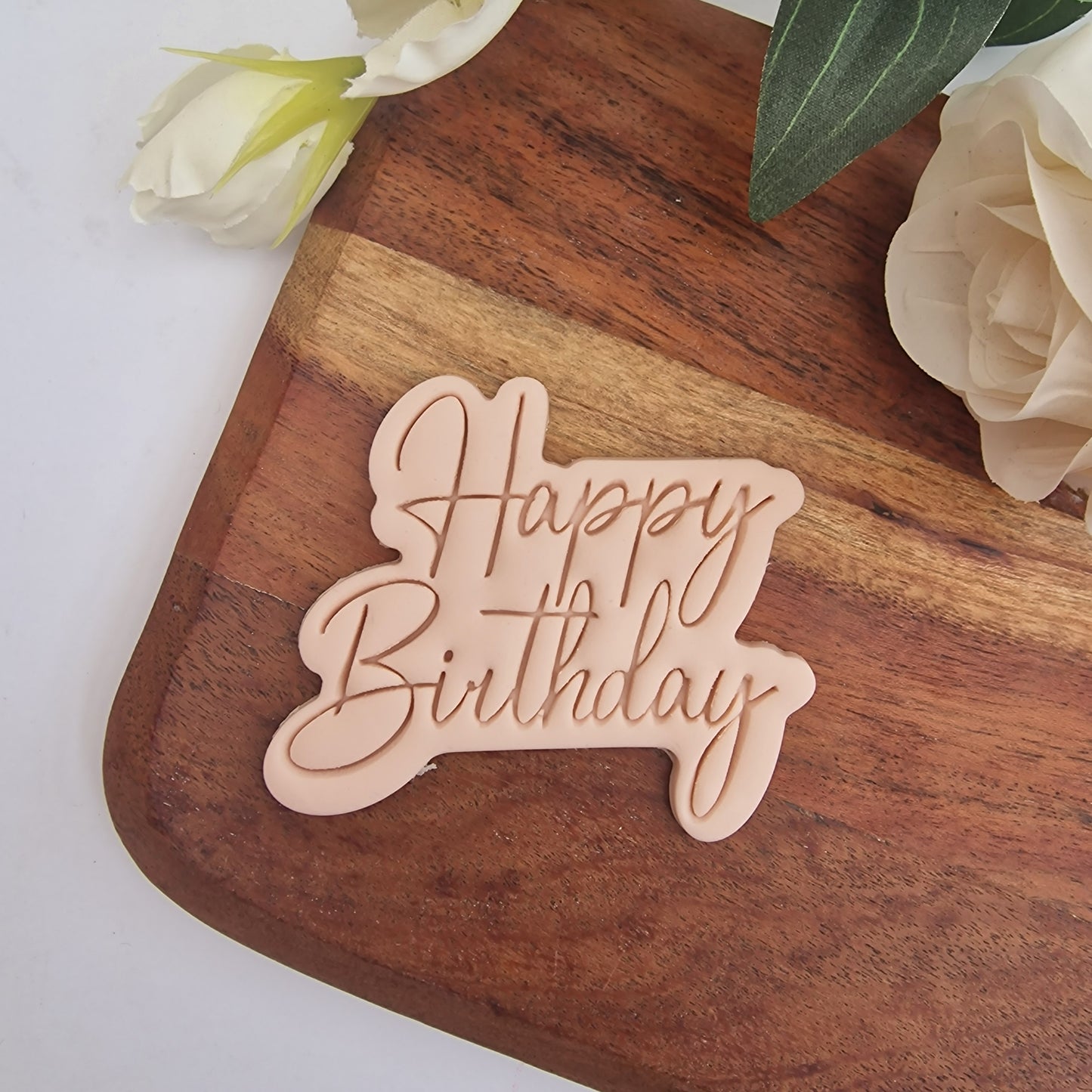Happy Birthday- Embosser stamp with matching cutters image 1