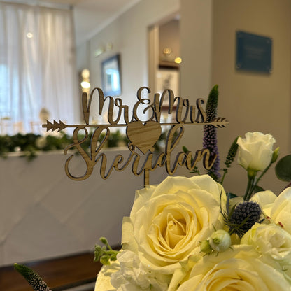 Custom rustic wedding cake topper, Personalised cake topper