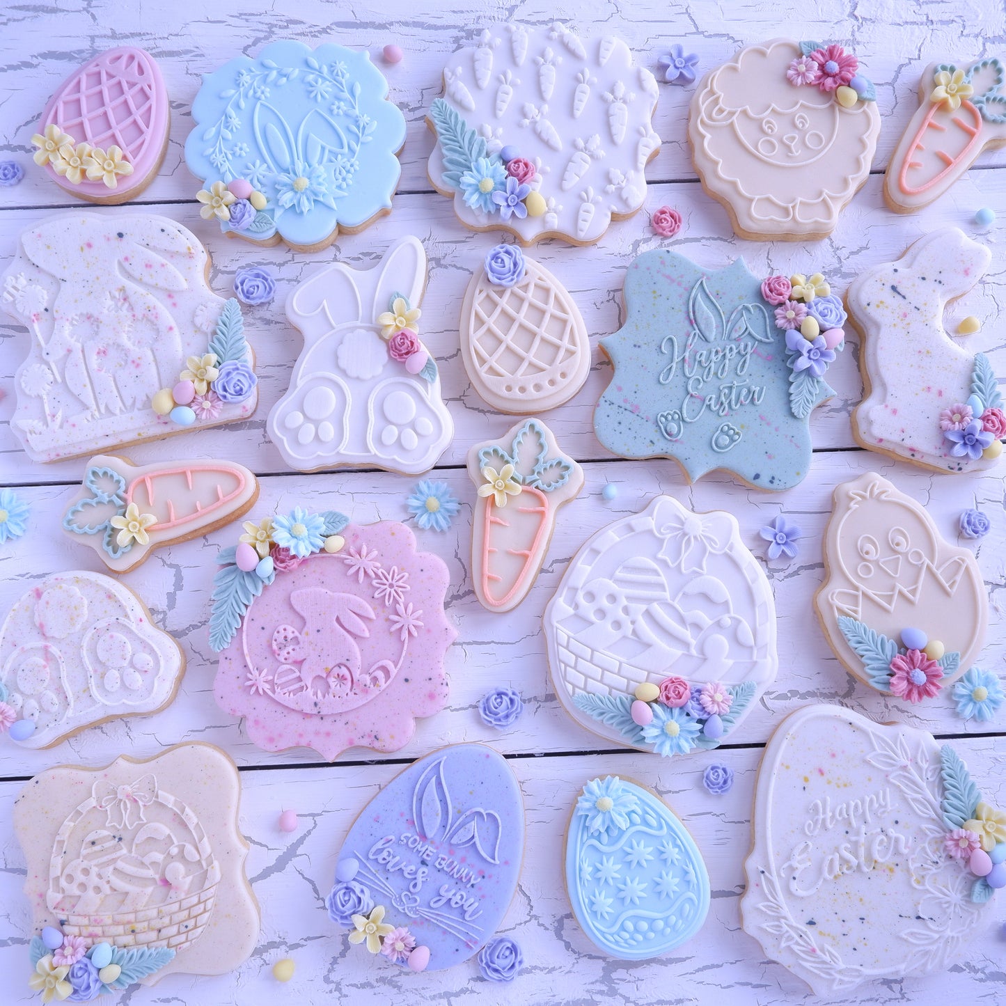 Easter Bunny and Flowers-  Deboss & Cutter image 2