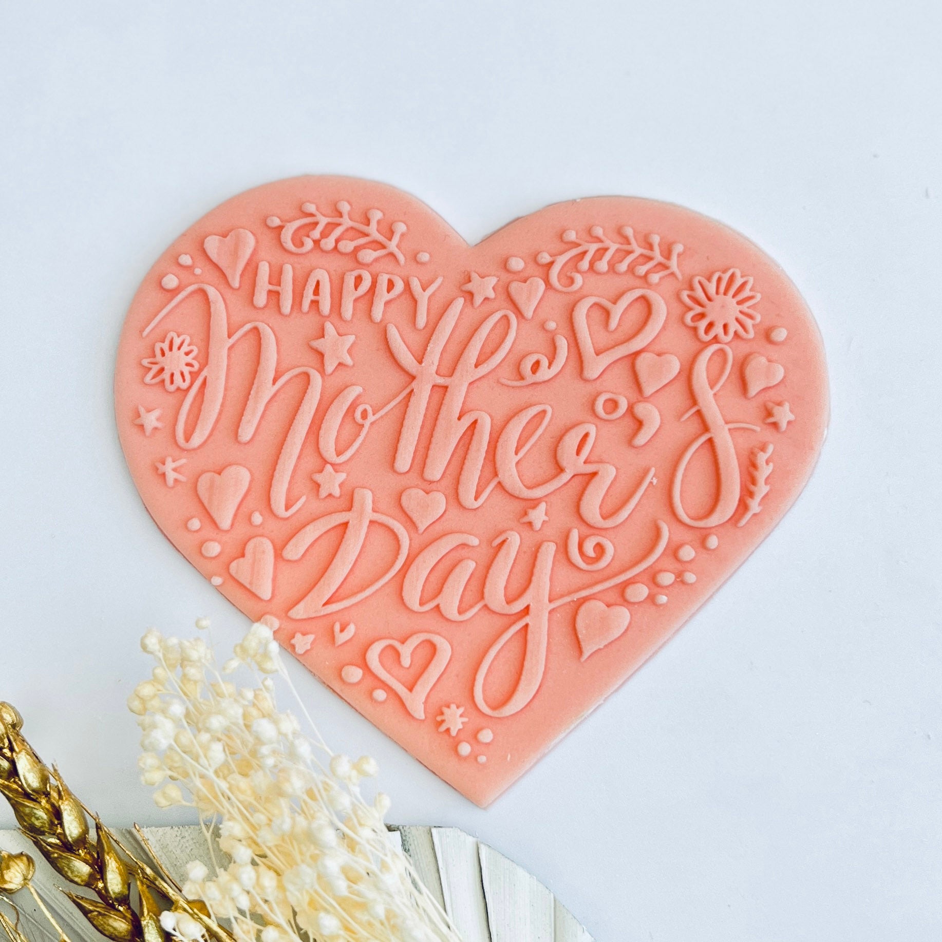 Mother`s Day - Happy Mother`s day heart  - Deboss Stamp and Matching Cut image 1